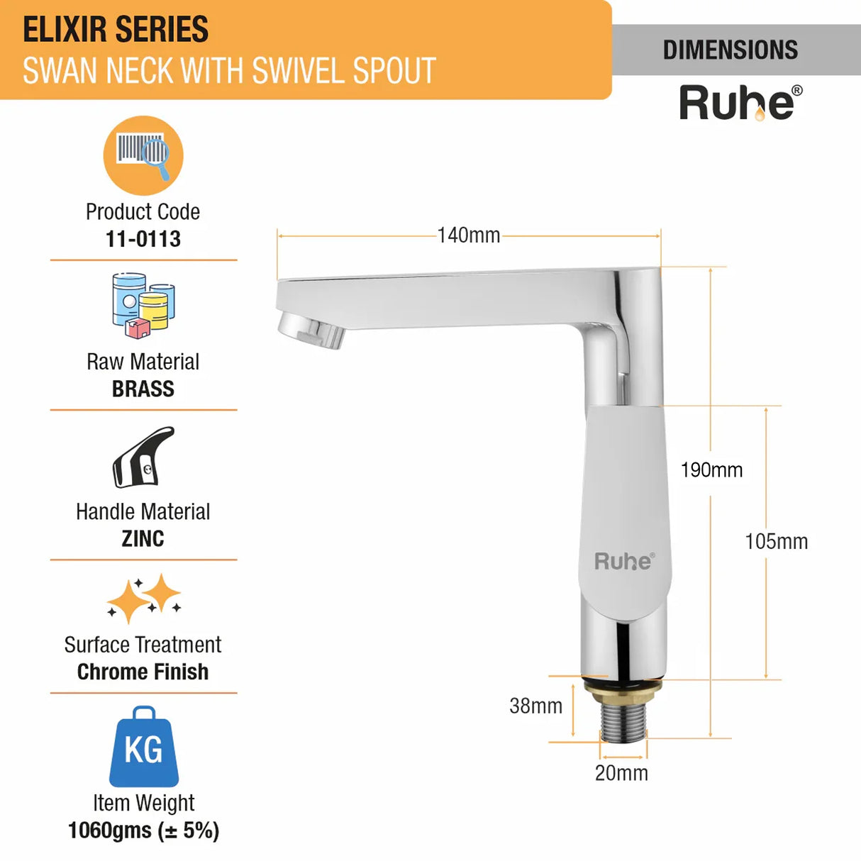 Elixir Deck Mount Wash Basin Tap with Swivel Spout