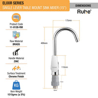 Elixir Brass Table-Mount Single Lever Kitchen Sink Mixer Tap with Swivel Spout