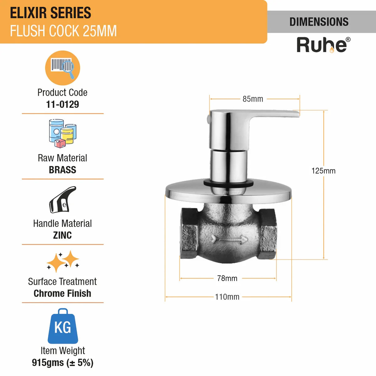 Elixir Brass Flush Valve 1 Inch (25 mm) – Chrome