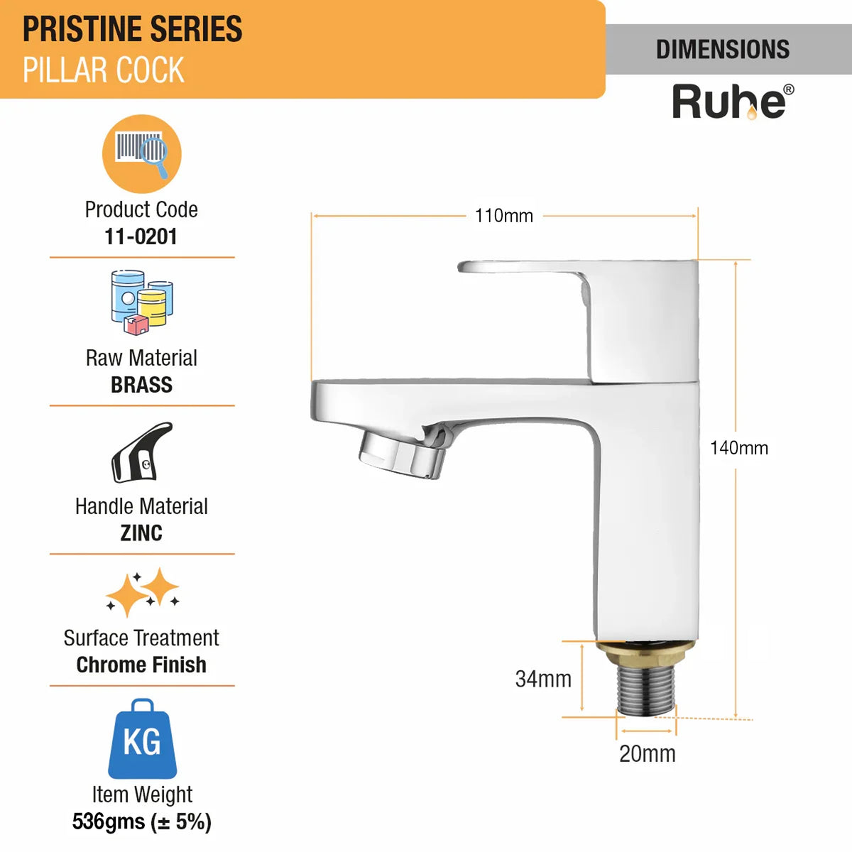 Pristine Wash Basin Pillar Tap