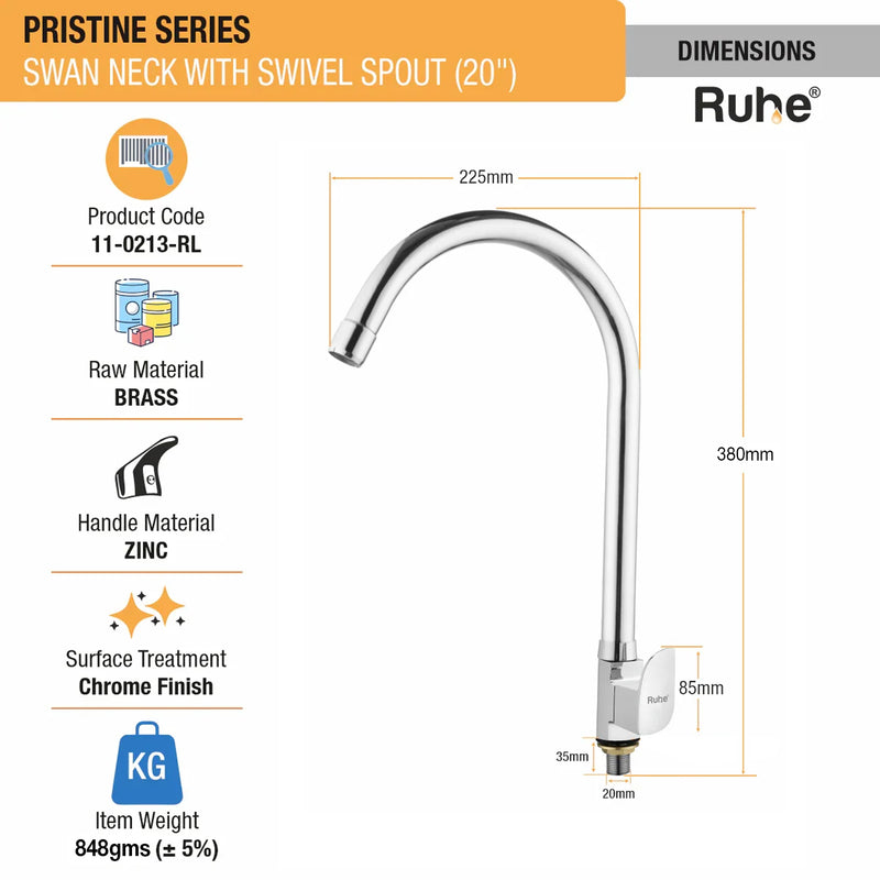 Pristine Deck Mount Wash Basin Tap with Swivel Spout
