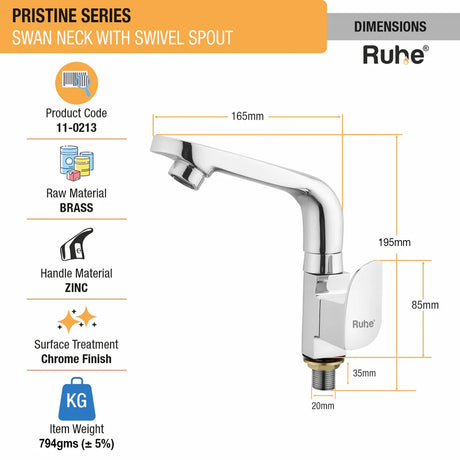 Pristine Deck Mount Wash Basin Tap with Swivel Spout