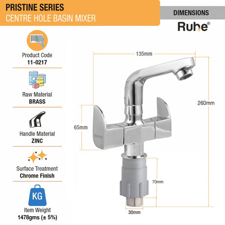 Pristine Deck Mount Wash Basin Mixer Tap with Swivel Spout