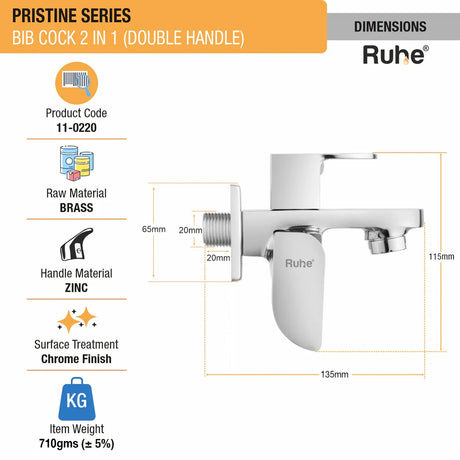 Pristine Two Way Bib Tap (Double Handle)