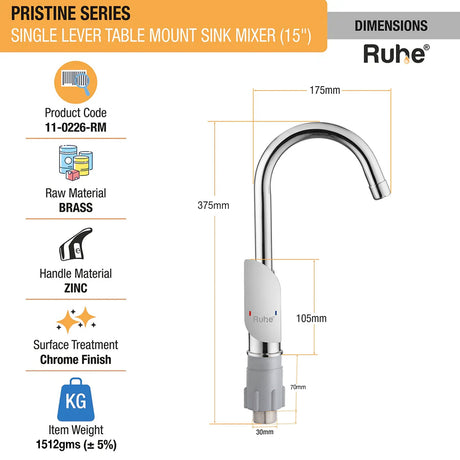 Pristine Single Lever Deck-mount Kitchen Sink Mixer Tap with Swivel Spout