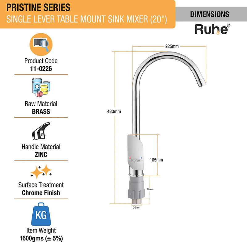 Pristine Single Lever Deck-mount Kitchen Sink Mixer Tap with Swivel Spout