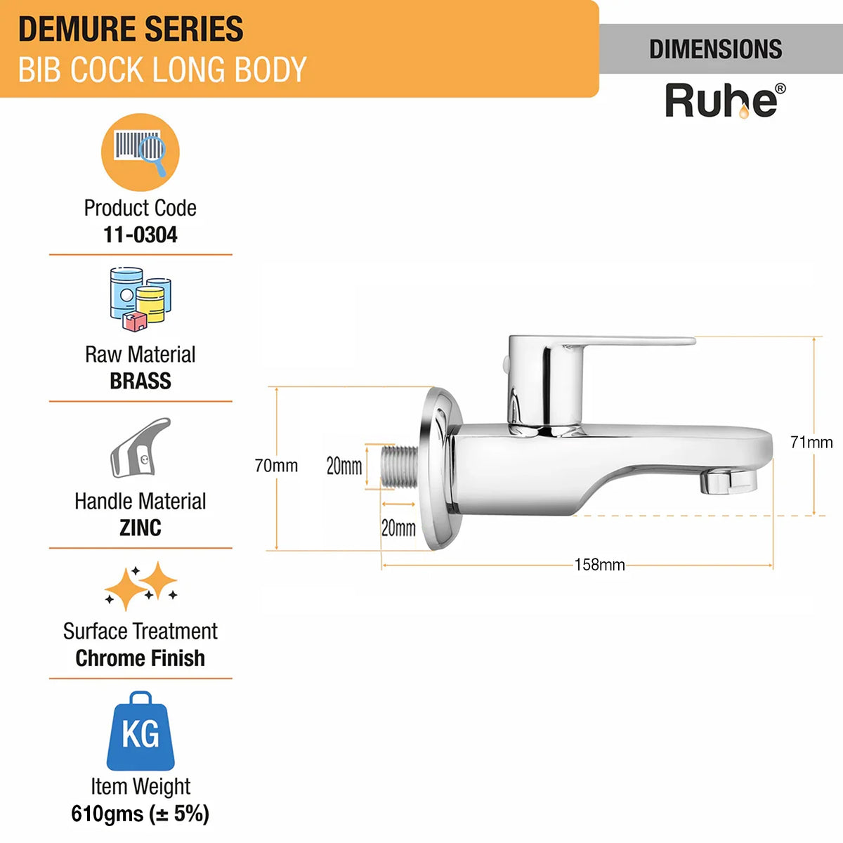 Demure Brass Long Body Bib Tap