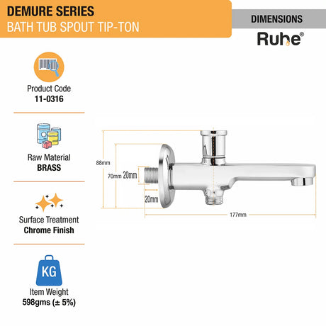 Demure Bathtub Tap with Tip-Ton Button (Only Spout)
