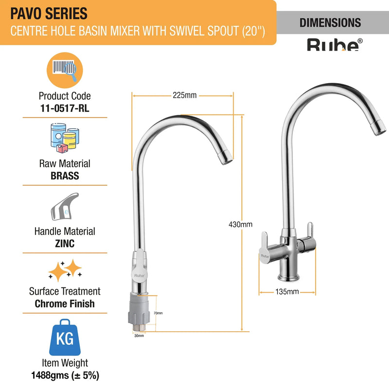 Pavo Deck Mount Wash Basin Mixer Tap with Swivel Spout