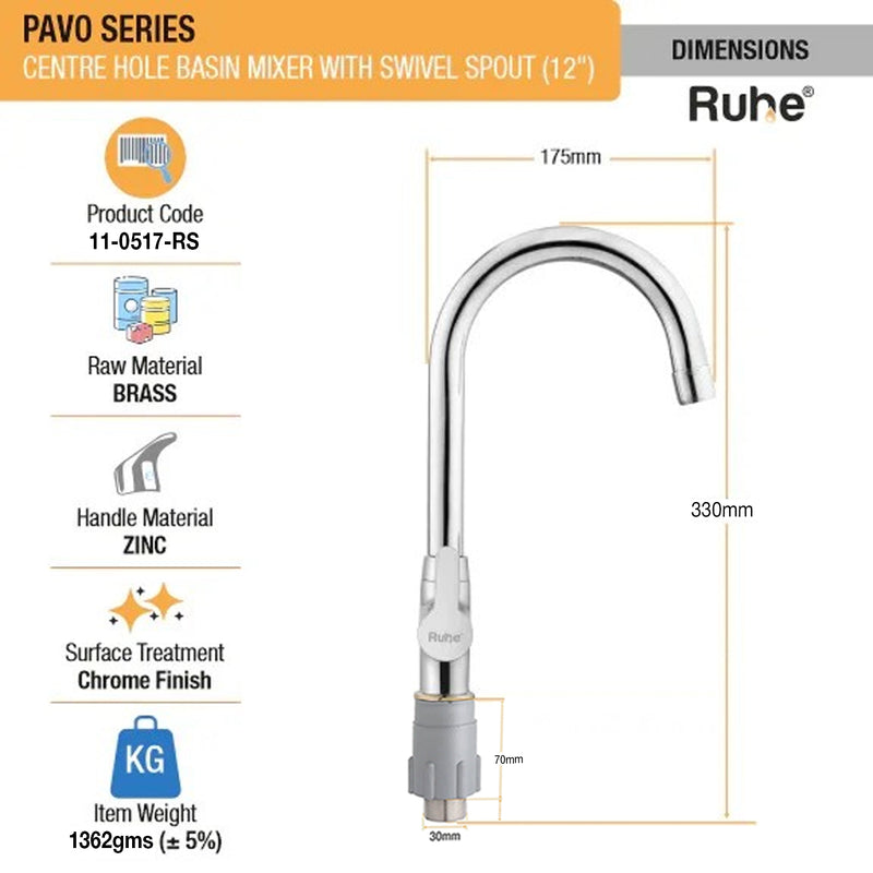 Pavo Deck Mount Wash Basin Mixer Tap with Swivel Spout