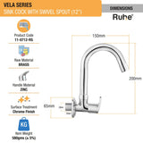 Vela Wall-mount Kitchen Sink Tap with Small Swivel Spout (12") - by Ruhe
