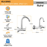 Vela Wall Mount Kitchen Sink Mixer Tap with Swivel Spout
