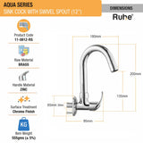 Aqua Wall Mount Kitchen Sink Tap with Swivel Spout