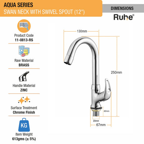 Aqua Deck Mount Wash Basin Tap with Swivel Spout