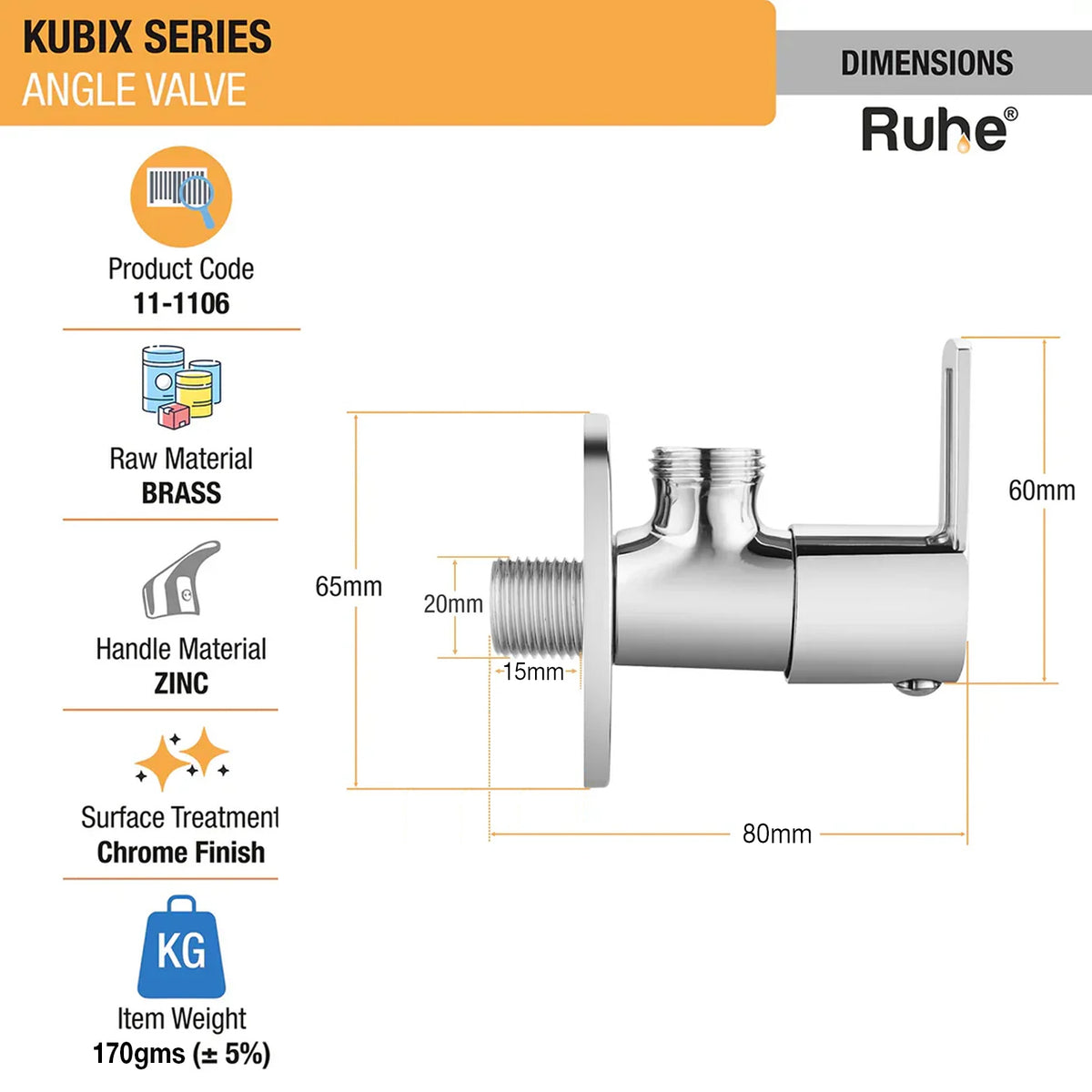 Kubix Brass Angle Valve – Chrome