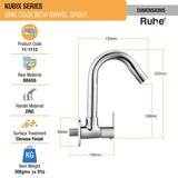 Kubix Brass Sink Tap with Round Swivel Spout - by Ruhe