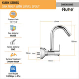 Kubix Wall Mount Kitchen Sink Mixer Tap with Swivel Spout