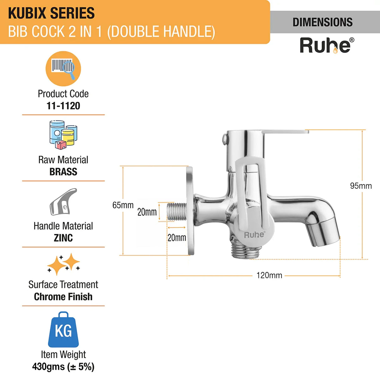 Kubix Two Way Bib Tap (Double Handle)