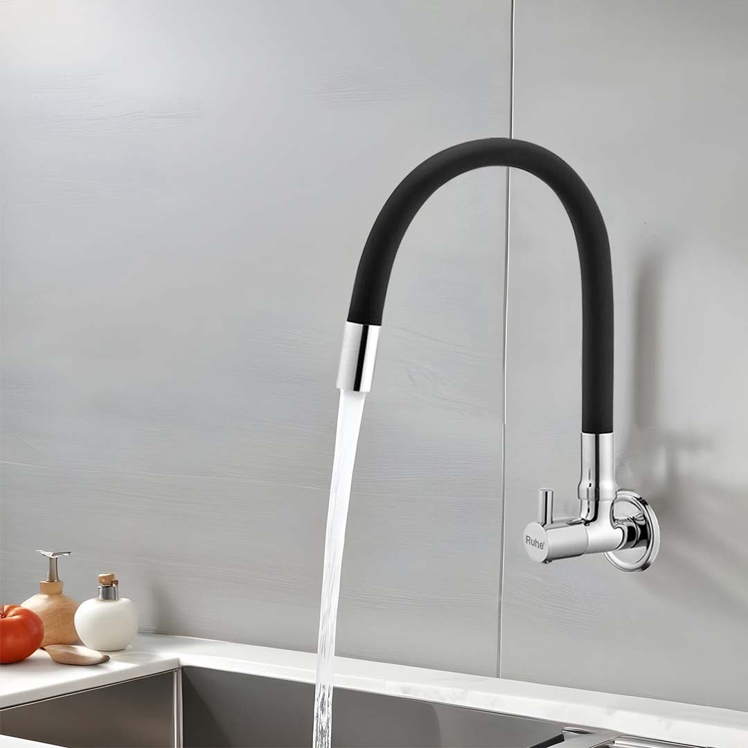 Kara Wall Mount Kitchen Sink Tap with Coloured Flexible Silicone Spout