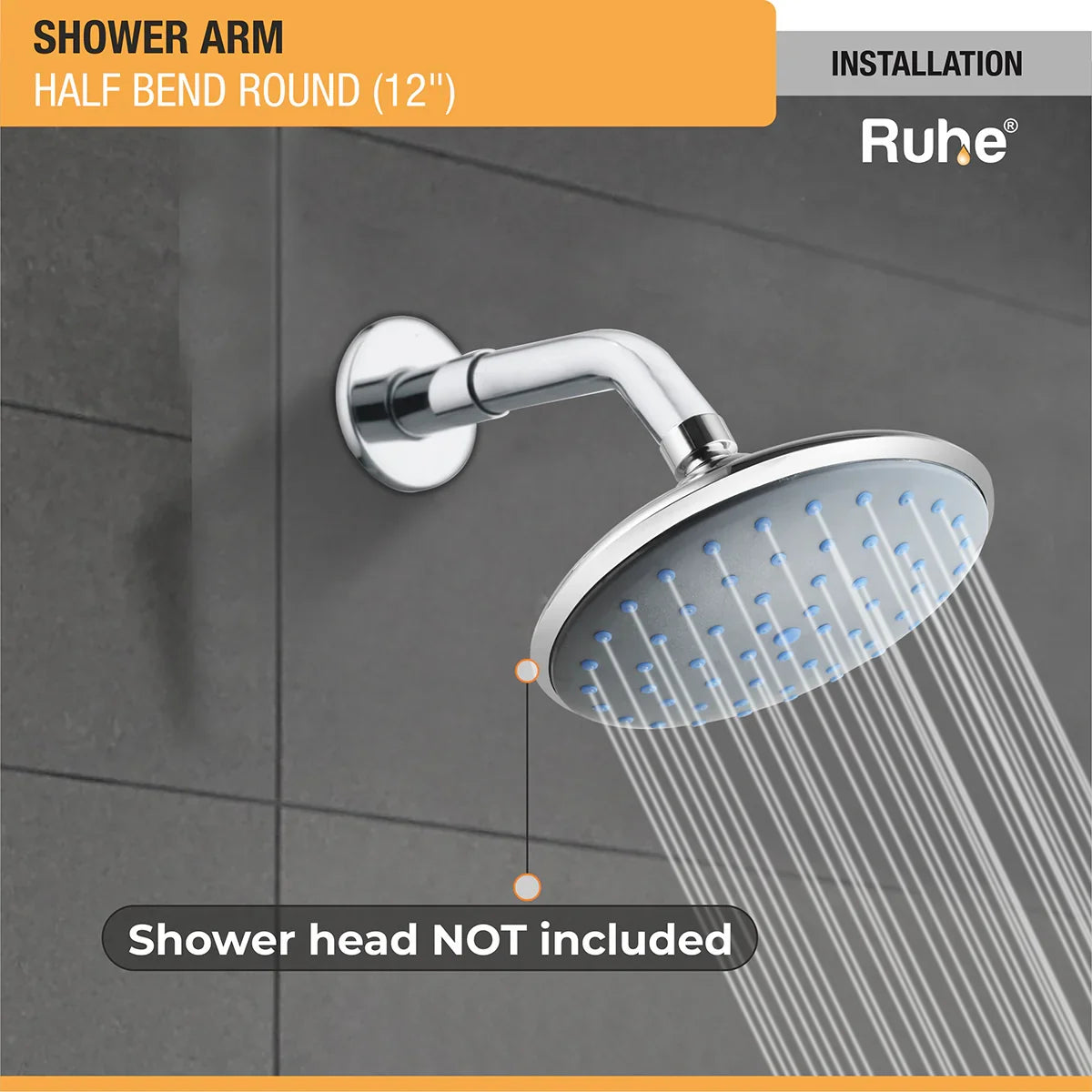 Round Half Bend Shower Arm