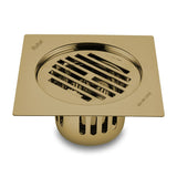 Classic Square Flat Cut Floor Drain in Yellow Gold PVD Coating (6 x 6 Inches)