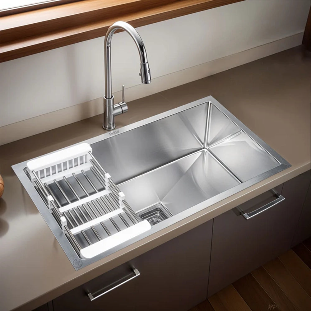 Handmade Stainless Steel Single Bowl Kitchen Sink (32 x 20 x 10 Inches)