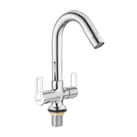 Kubix Brass Double Handle Wash Basin Mixer Tap with 12 Inch Swivel Spout