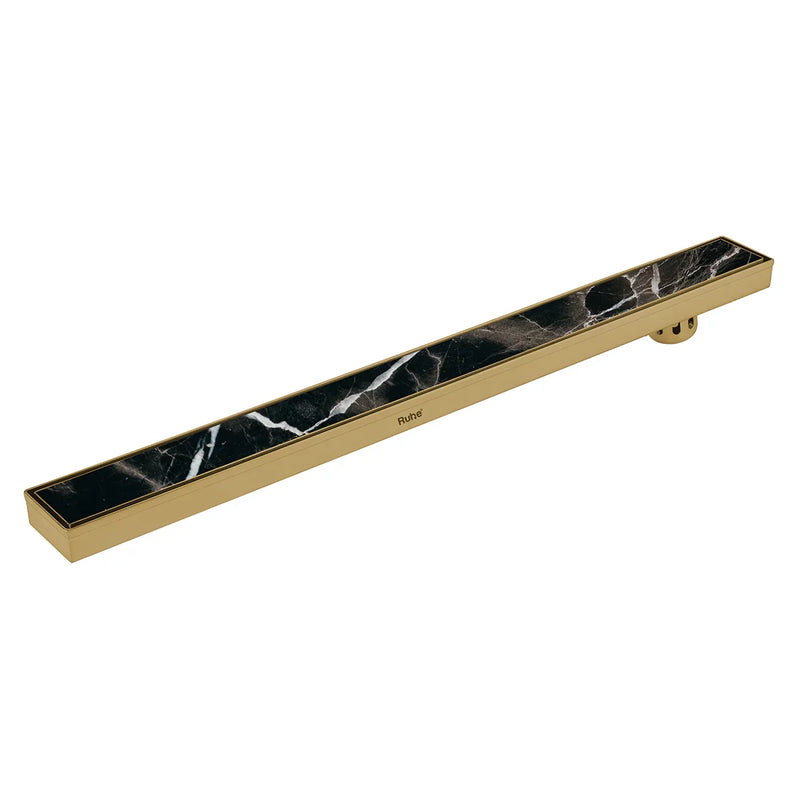 Marble-Insert Shower Drain Channel Yellow Gold (3 Inches)