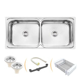 Square Double Bowl (45 x 20 x 9 inches) Kitchen Sink - by Ruhe