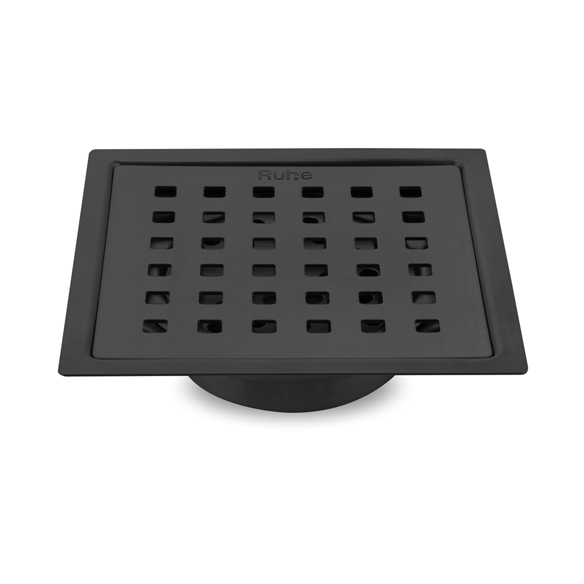 Pearl Square Flat Cut Floor Drain in Black PVD Coating (5 x 5 Inches) - by Ruhe