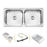 Square Double Bowl 304-Grade (37 x 18 x 8 inches) Kitchen Sink - by Ruhe