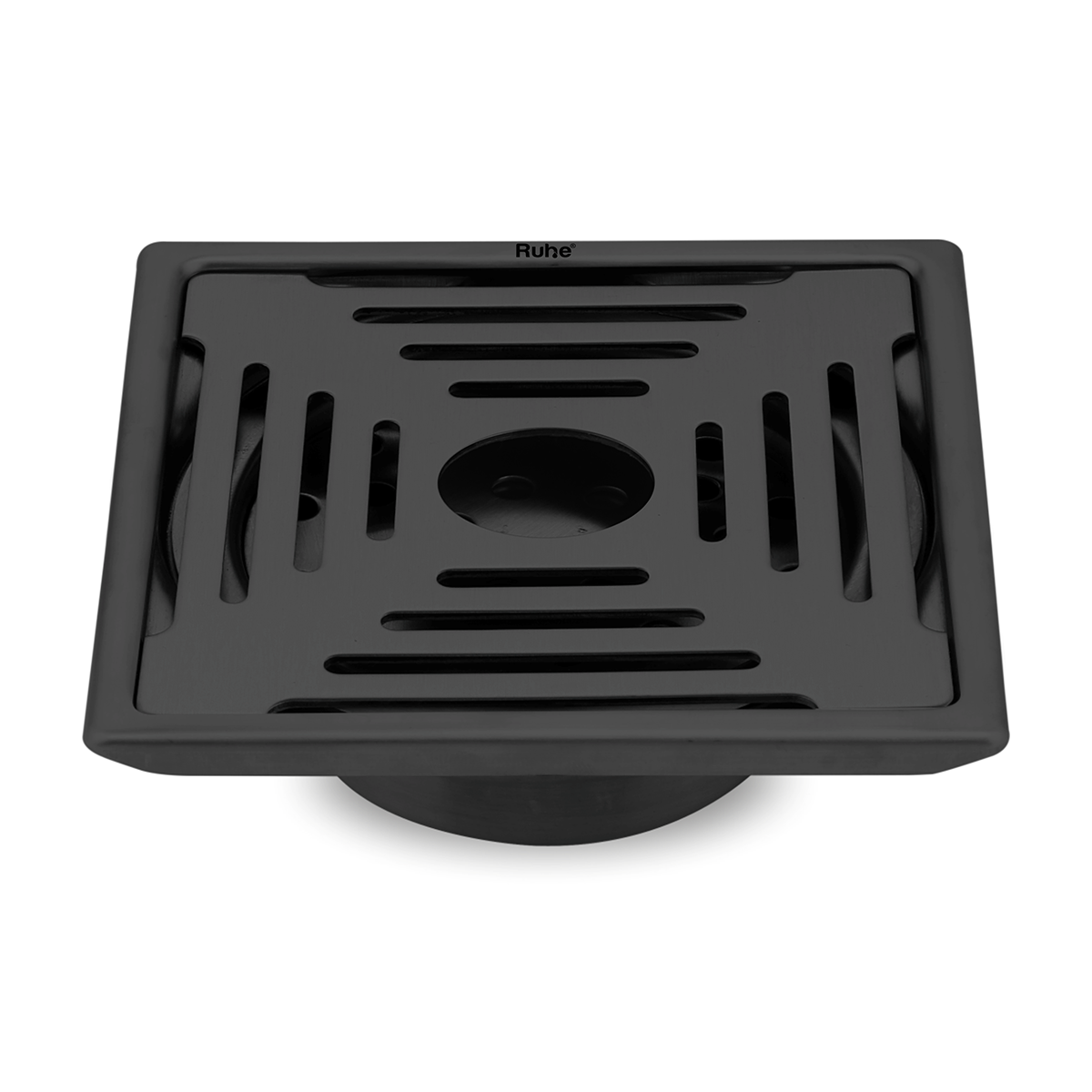 Opal Square 304-Grade Floor Drain in Black PVD Coating (5 x 5 Inches) with Hole - by Ruhe