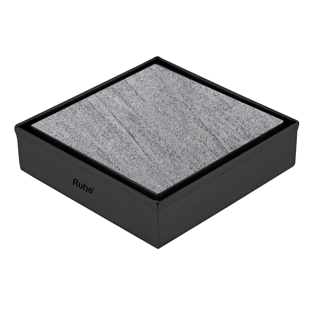 Marble Insert Shower Drain Channel (6 x 6 Inches) Black PVD Coated