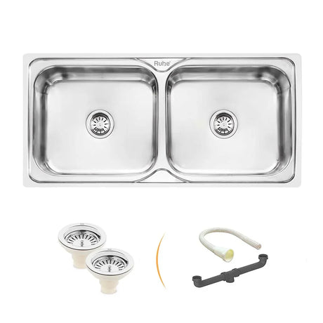 Double Bowl Kitchen Sink (37 x 18 x 8 Inches)