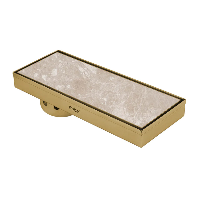 Marble Insert Shower Drain Channel (12 x 5 Inches) YELLOW GOLD PVD Coated - by Ruhe