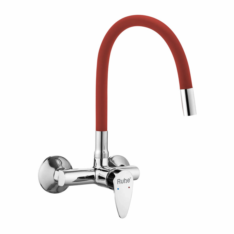 Eclipse Single Lever Wall-mount Kitchen Sink Mixer Tap with Coloured Silicone Spout