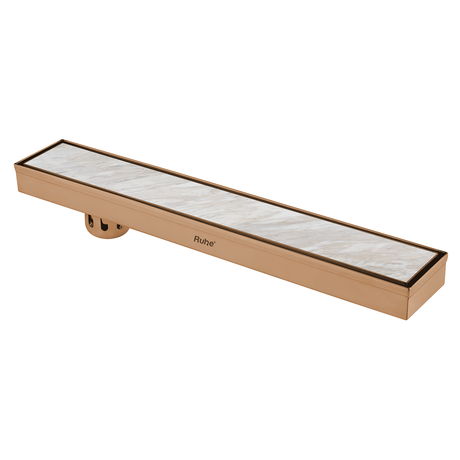 Marble Insert Shower Drain Channel (24 x 3 Inches) ROSE GOLD PVD Coated