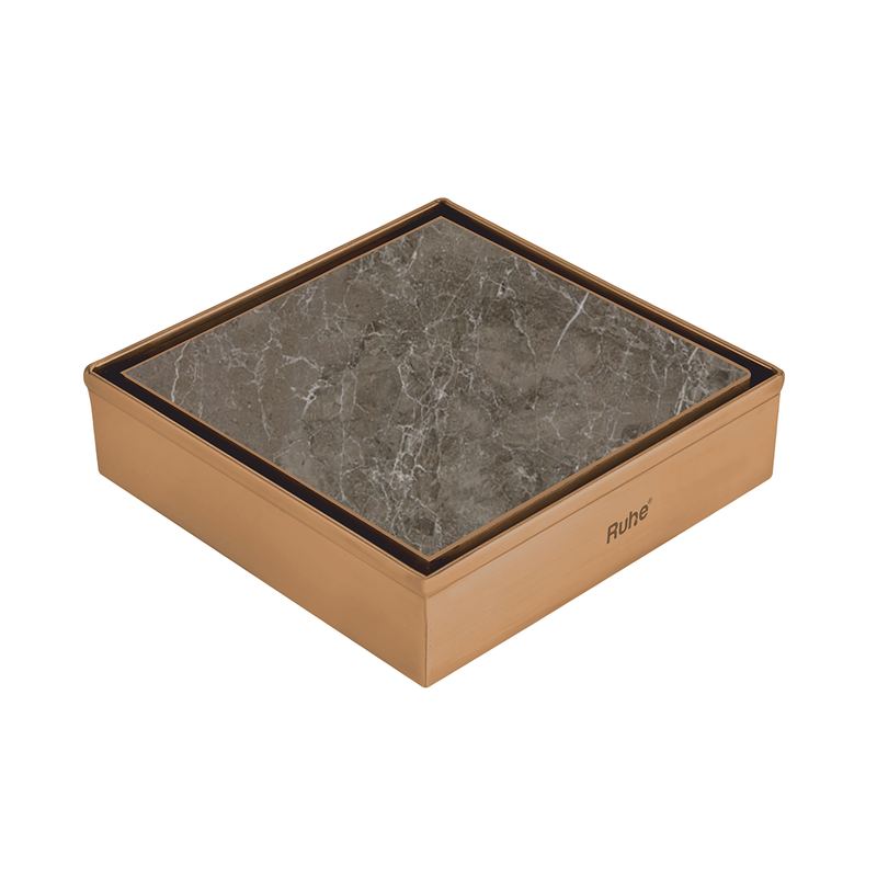 Marble Insert Shower Drain Channel (4 x 4 Inches) Antique Copper PVD Coated - by Ruhe