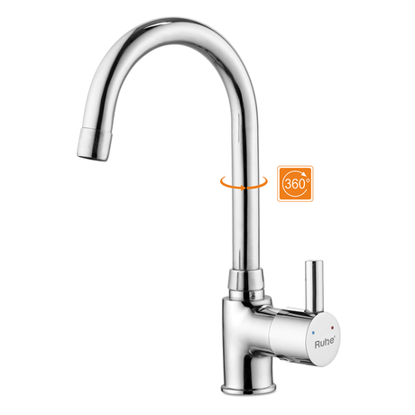 Kara Single Lever Table-Mount Sink Mixer with Medium (15 Inches) Round Swivel Spout Brass Faucet