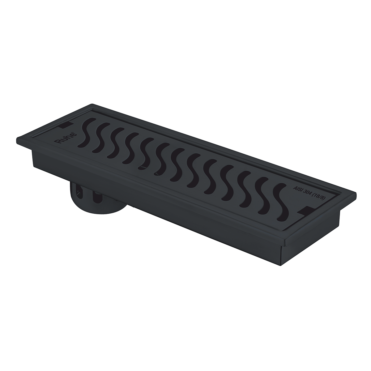 Wave Shower Drain Channel (18 x 5 Inches) Black PVD Coated - by Ruhe®