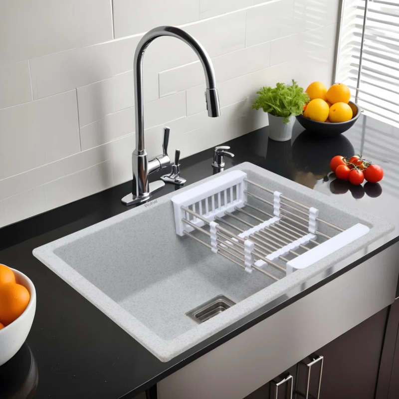Quartz Single Bowl Kitchen Sink (21 x 18 x 9 Inches)
