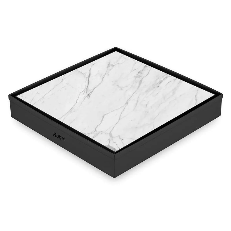 Marble-Insert Shower Drain Channel Black (8 x 8 Inches)