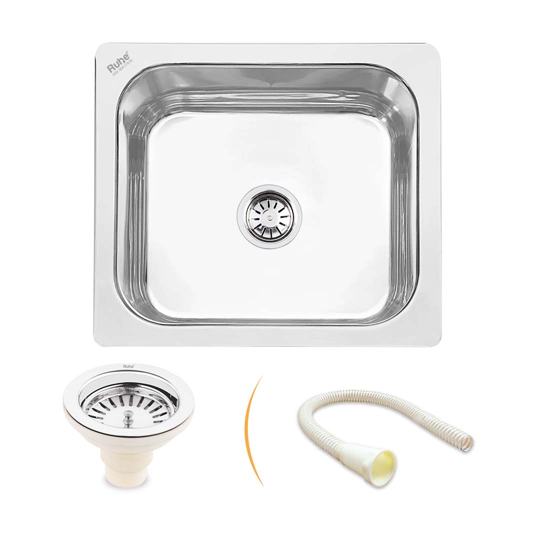 Square Single Bowl 304-Grade Kitchen Sink (20 x 17 x 8 inches)– by Ruhe