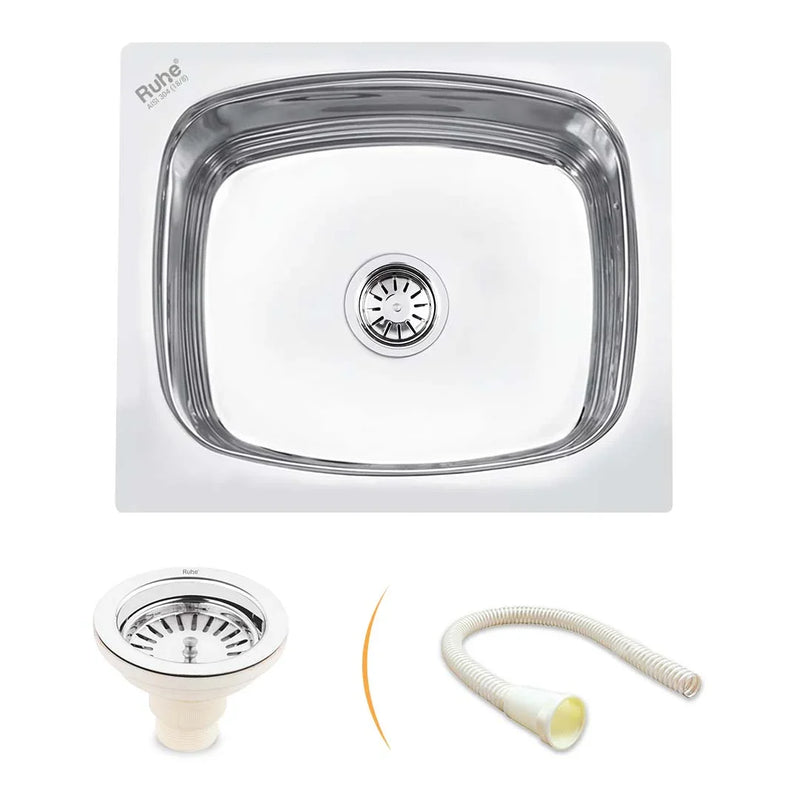 Oval Single Bowl Kitchen Sink 304-Grade (20 x 17 x 8 Inches)