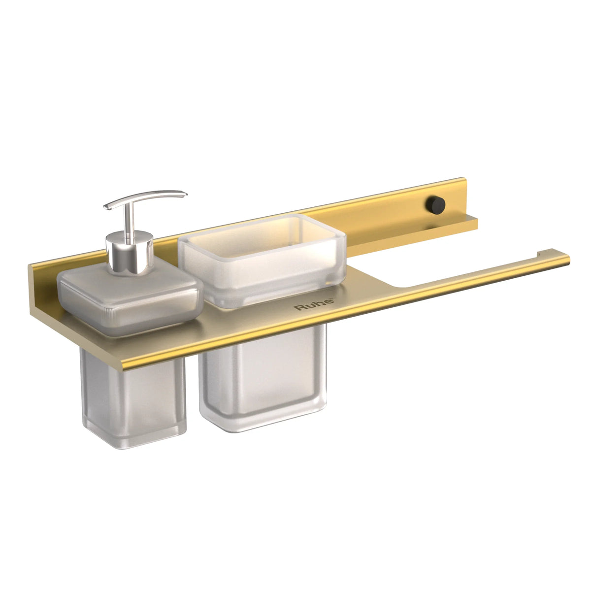 Ember Aluminium Towel Ring with Glass Tumbler & Soap Dispenser