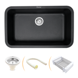 Matte Black Quartz Single Bowl Kitchen Sink  (31 x 19 x 9 inches) - by Ruhe