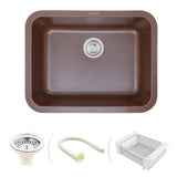 Quartz Single Bowl Kitchen Sink with Rounded Corners - Choco Brown (24 x 18 x 9)  - by Ruhe®