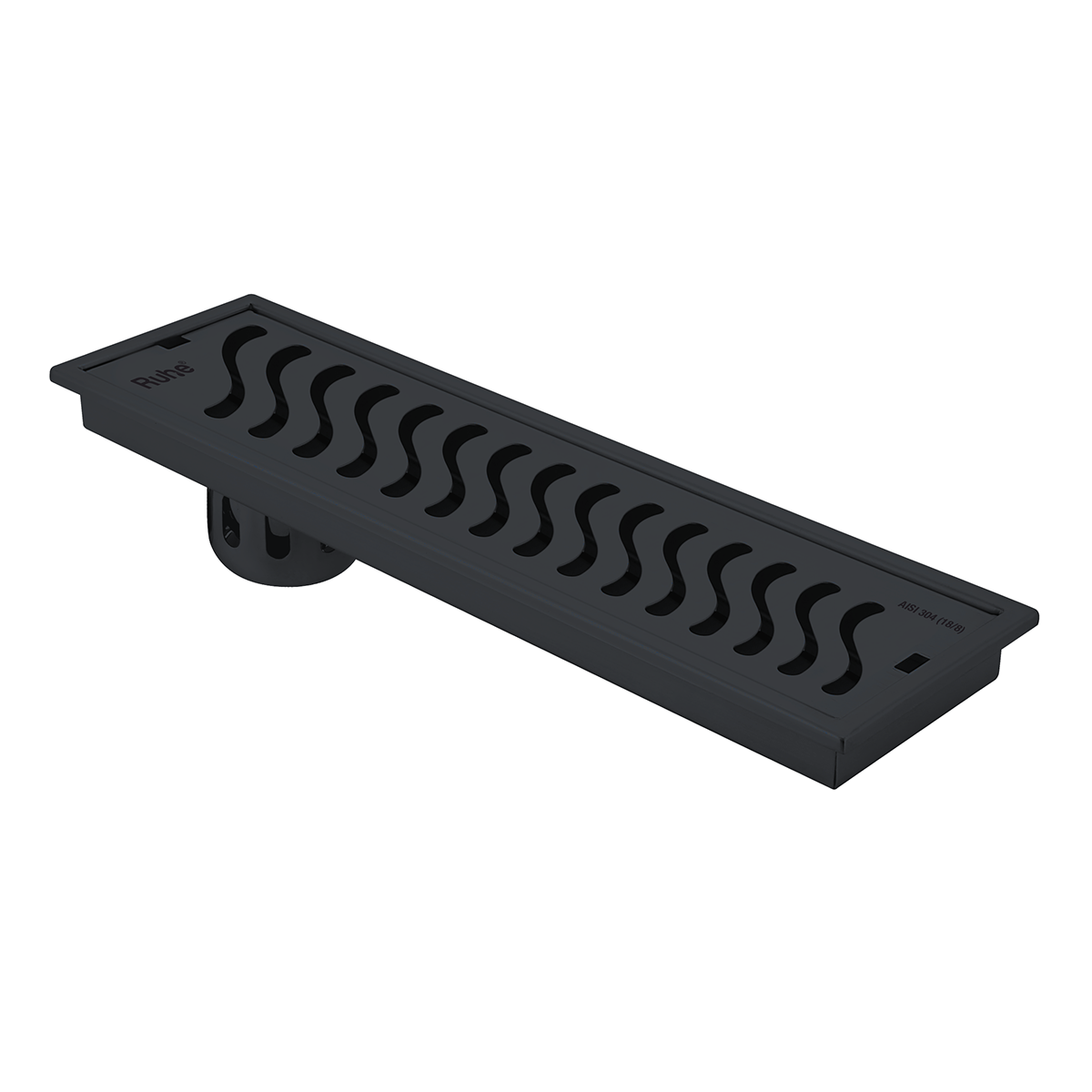 Wave Shower Drain Channel (40 x 5 Inches) Black PVD Coated - by Ruhe®