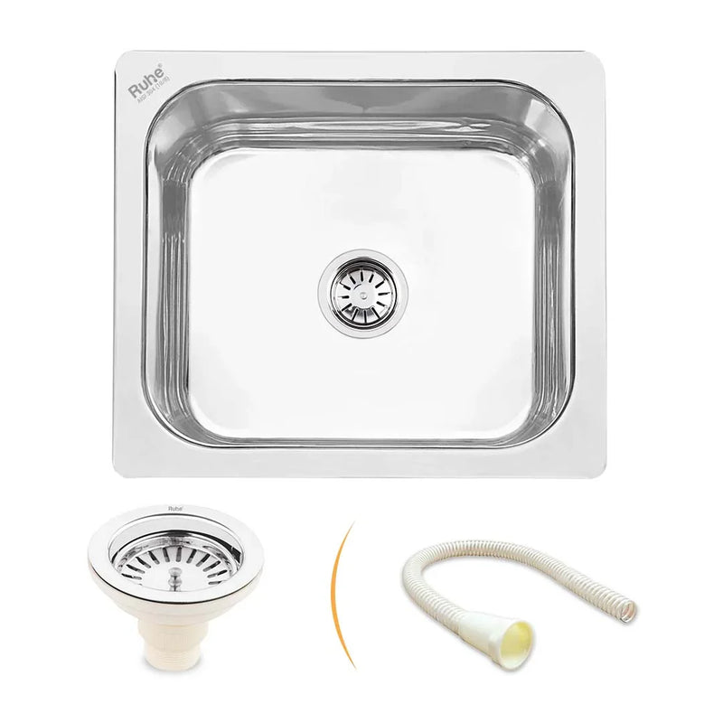 Single Bowl Kitchen Sink 304-Grade (21 x 18 x 8 Inches)