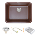 Choco Brown Quartz Single Bowl Kitchen Sink  (24 x 18 x 9 inches) - by Ruhe